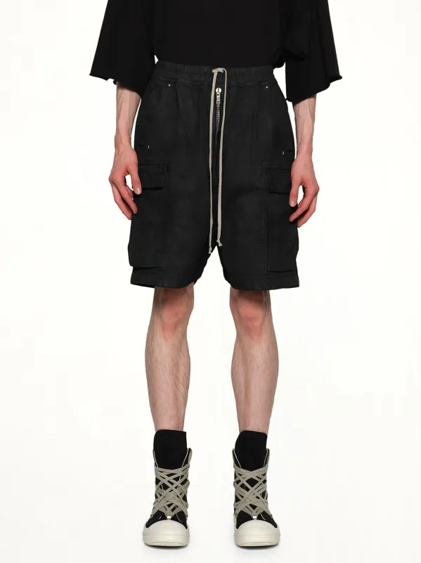 Cargobela Shorts in Black Wax made by Rick Owens