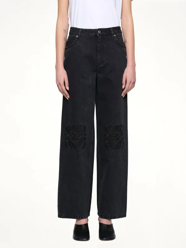 Anagram Baggy Tonal Jeans AF in Black sold by MARAIS