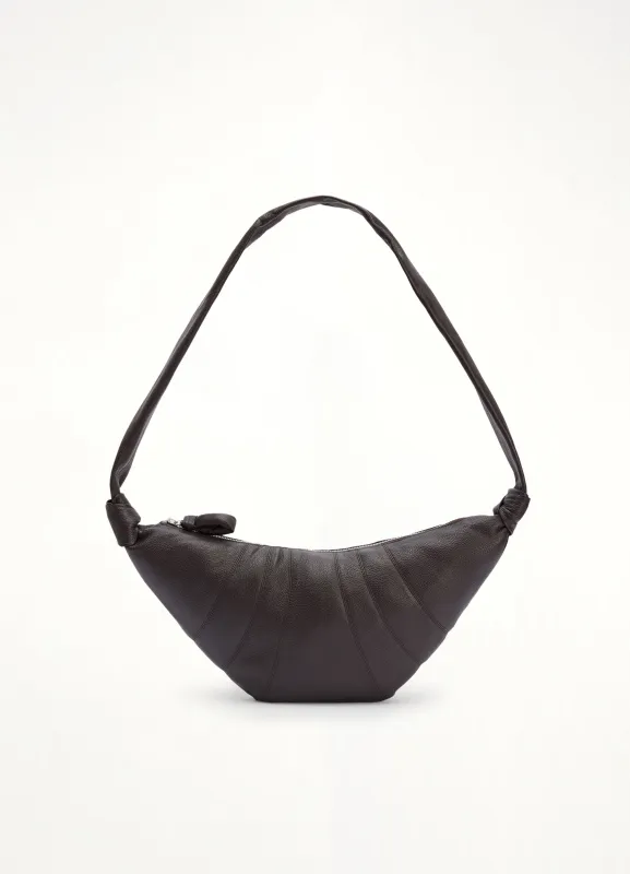 Cowhide Medium Croissant Bag in Dark Chocolate sold by MARAIS