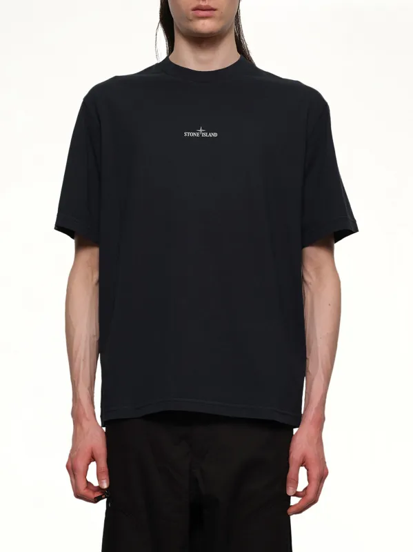 210003 Industrial Print S/S T-Shirt in Navy Blue sold by MARAIS