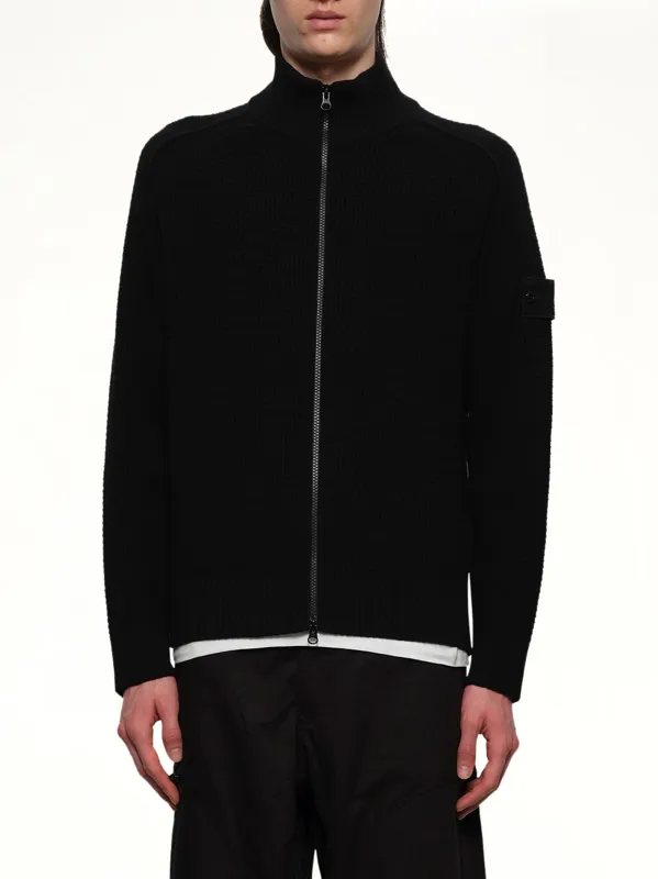 トップス STONE  PURE WOOL ZIP KNIT PARKA L Stone Island // Grey & Navy Wool Hooded Zip Up Sweater – VSP