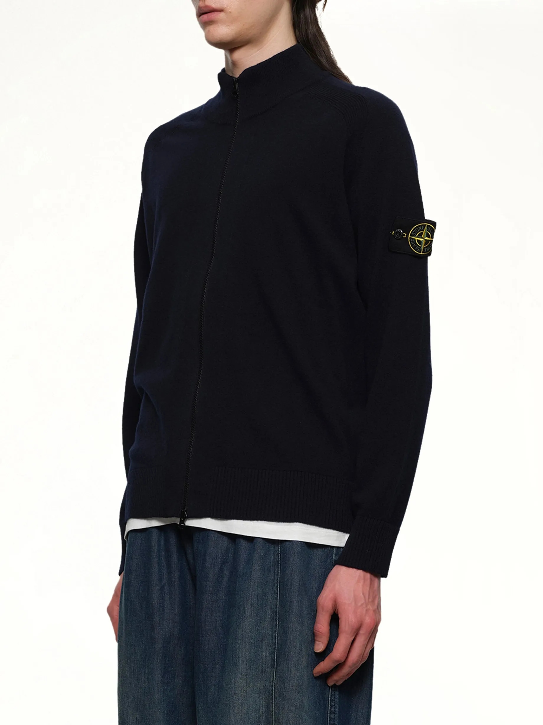 510004 Zip Knit Cardigan in Navy Blue sold by MARAIS product image thumbnail 3