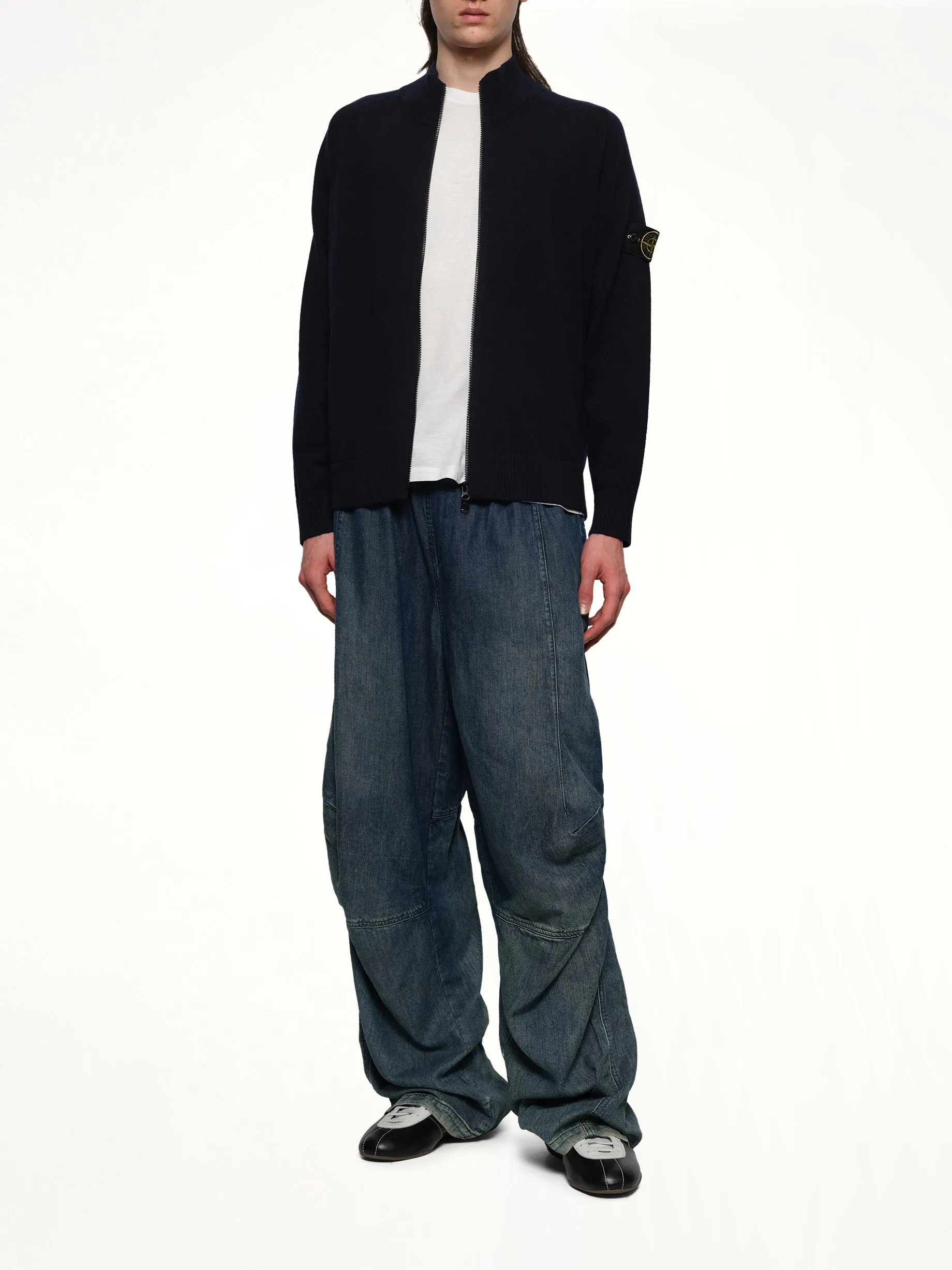 510004 Zip Knit Cardigan in Navy Blue sold by MARAIS product image thumbnail 4