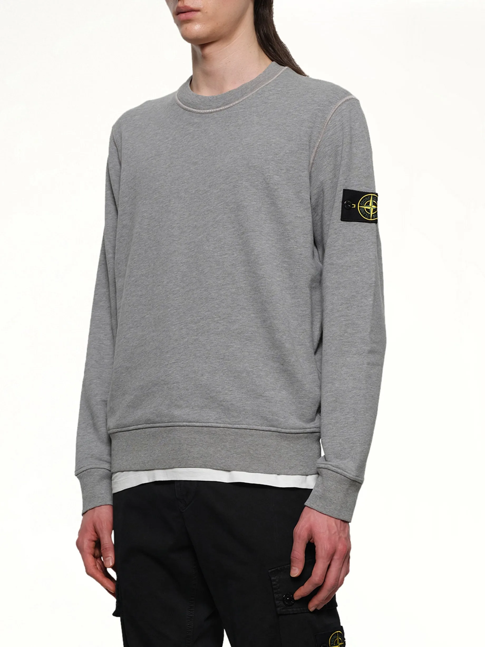 610006 Washed Cotton Sweatshirt in Melange Grey sold by MARAIS product image thumbnail 5