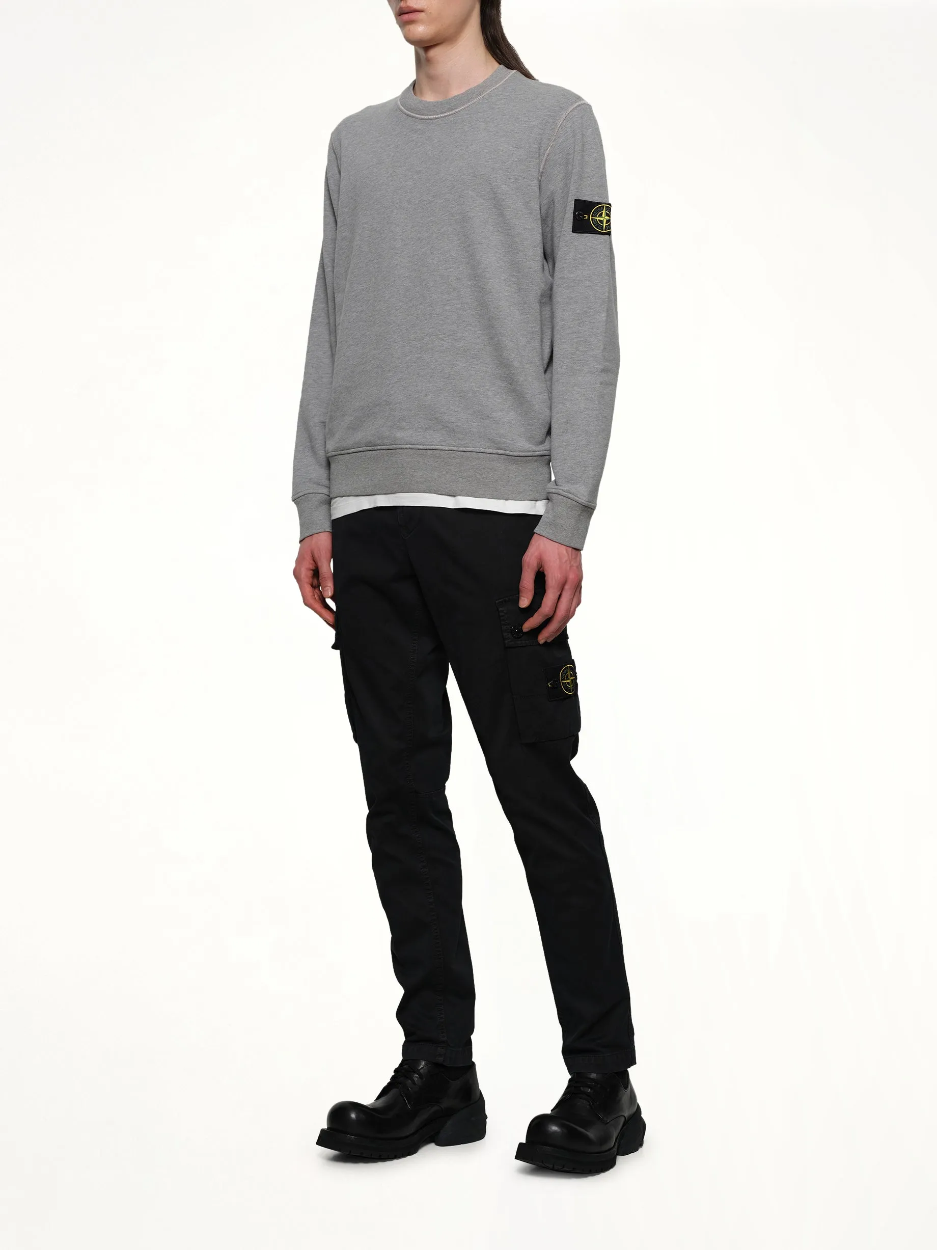 610006 Washed Cotton Sweatshirt in Melange Grey sold by MARAIS product image thumbnail 4