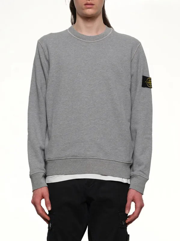 610006 Washed Cotton Sweatshirt in Melange Grey sold by MARAIS