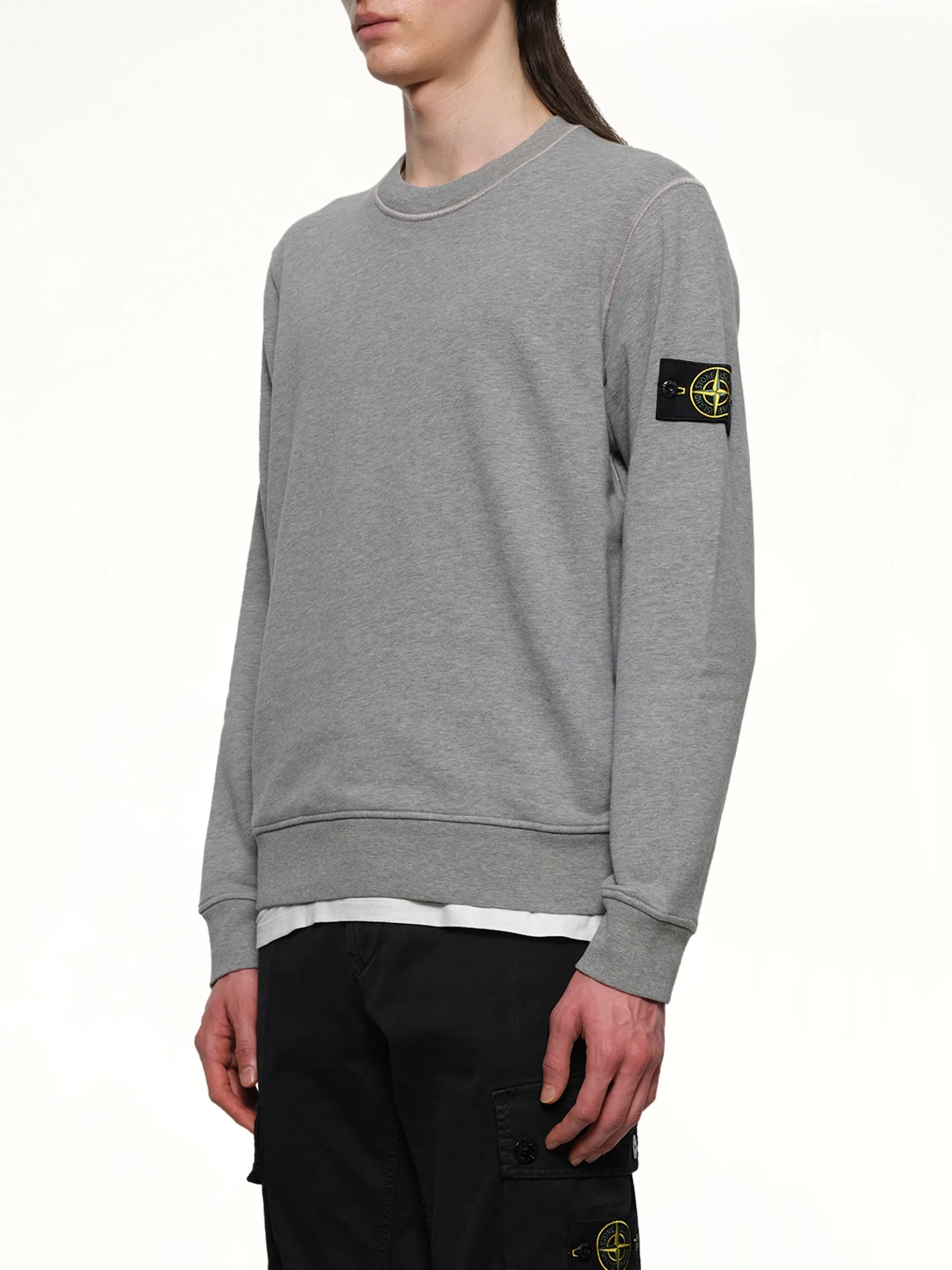 610006 Washed Cotton Sweatshirt in Melange Grey sold by MARAIS product image thumbnail 3