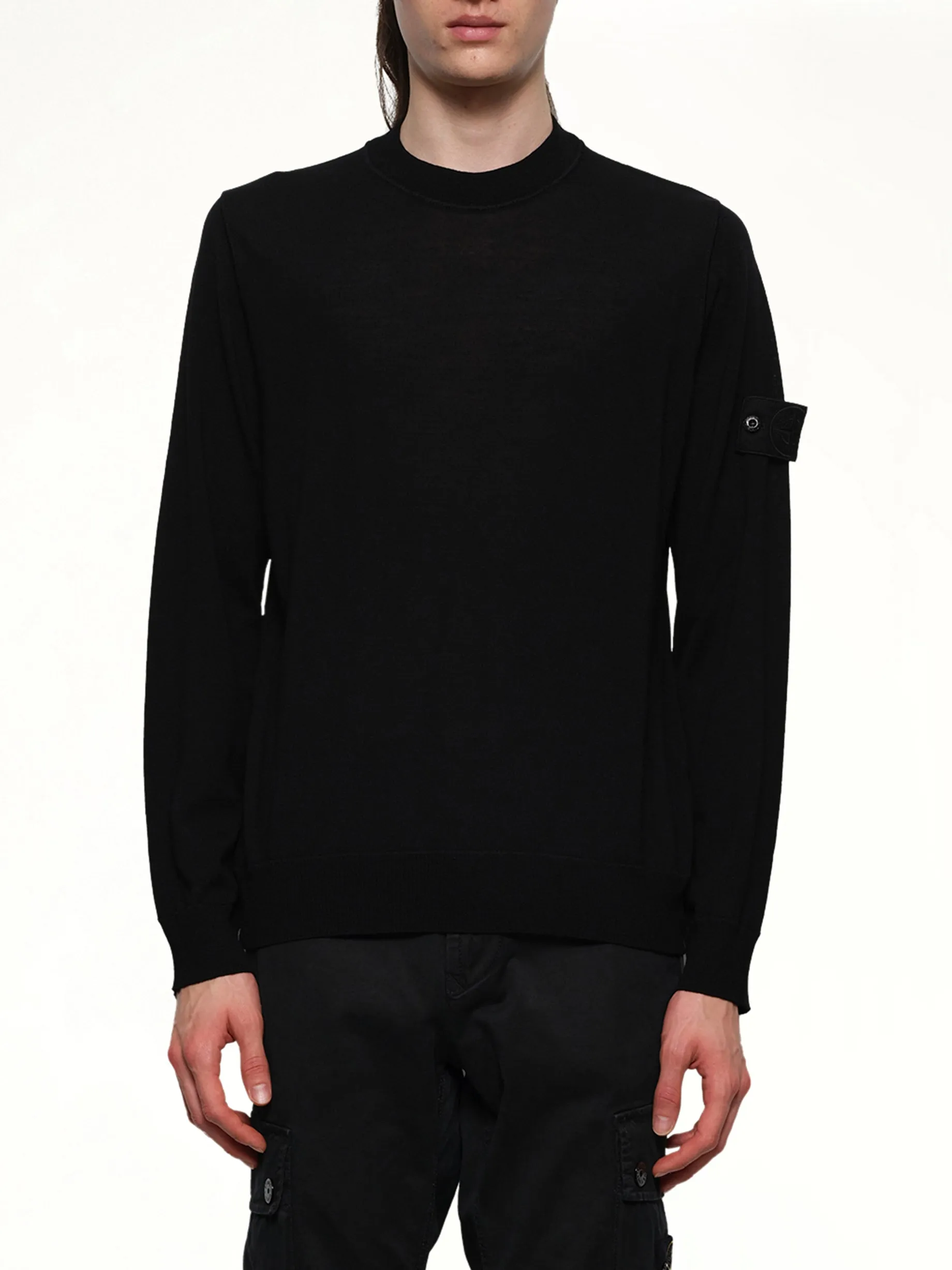 510007 Wool Crew Neck Sweater in Black sold by MARAIS