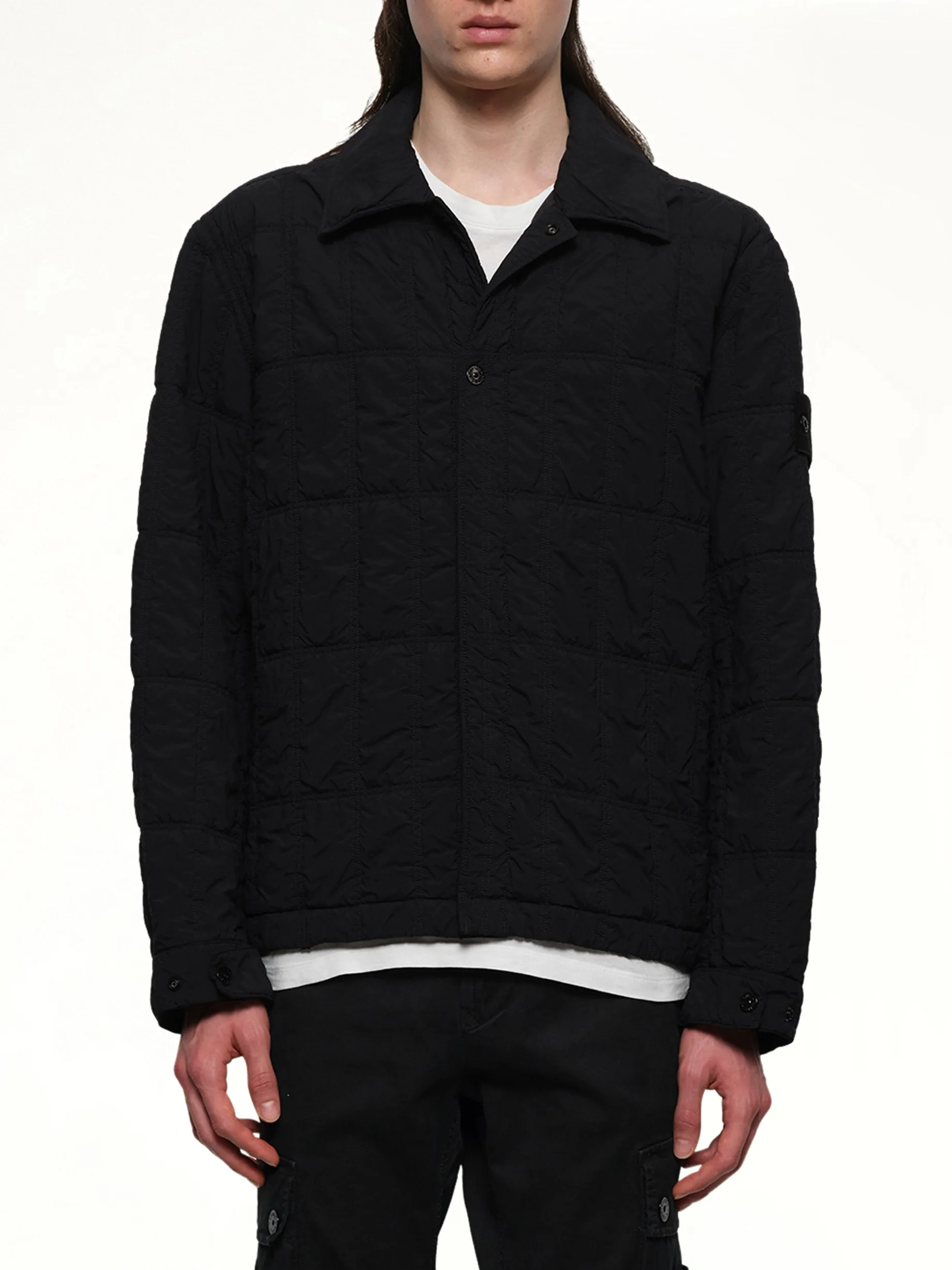 410009 Nylon Smerigliato Jacket in Black sold by MARAIS