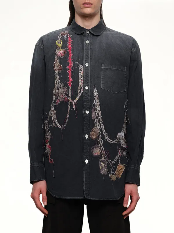 Embroidered Chain Shirt in Grey sold by MARAIS