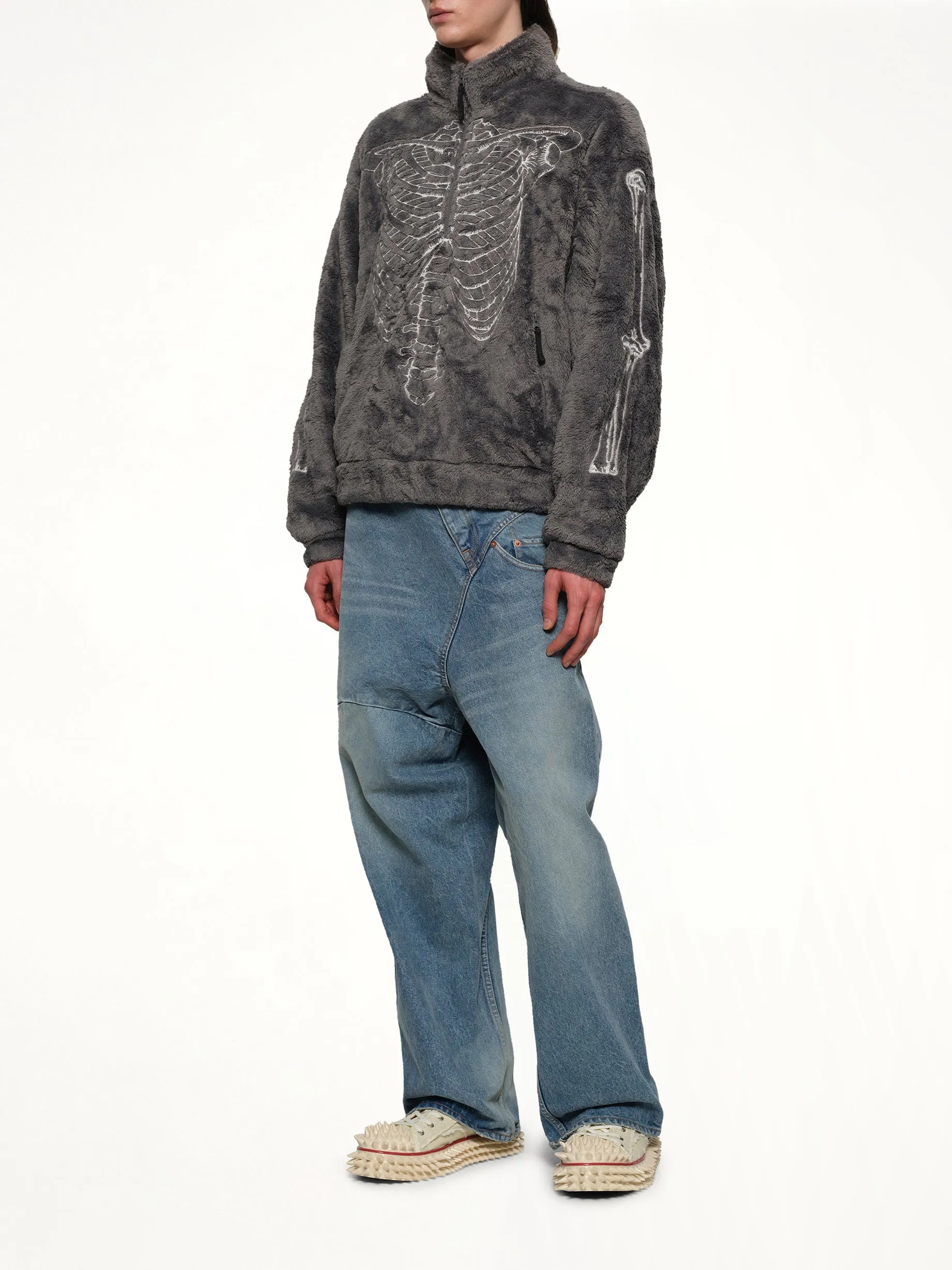 Glow in the dark Skelton Fleece Jacket in Grey sold by MARAIS product image thumbnail 4