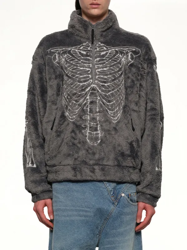 Glow in the dark Skelton Fleece Jacket in Grey sold by MARAIS