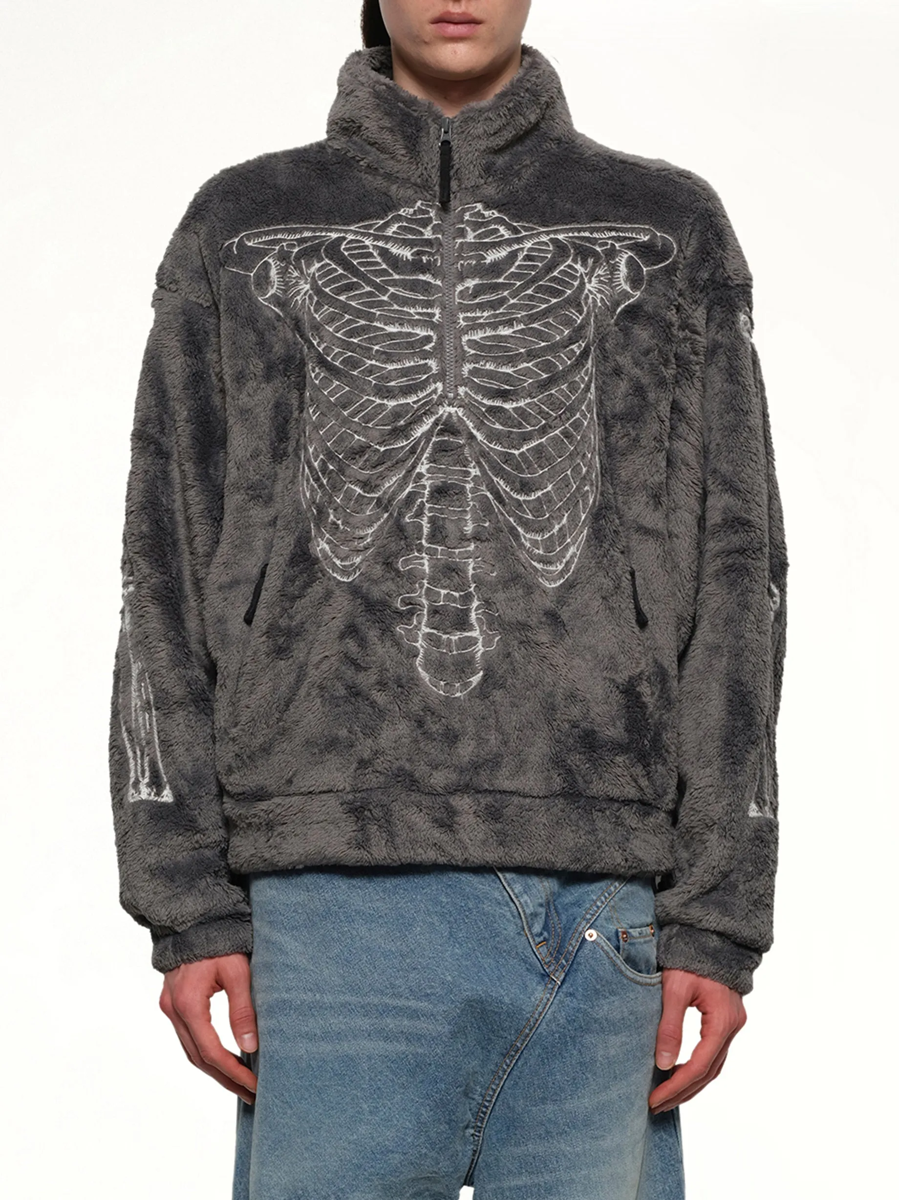 Glow in the dark Skelton Fleece Jacket in Grey sold by MARAIS
