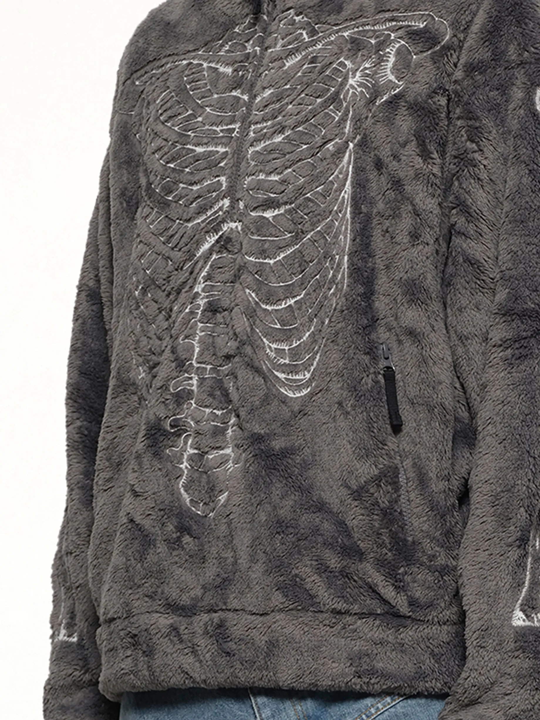 Glow in the dark Skelton Fleece Jacket in Grey sold by MARAIS product image thumbnail 3