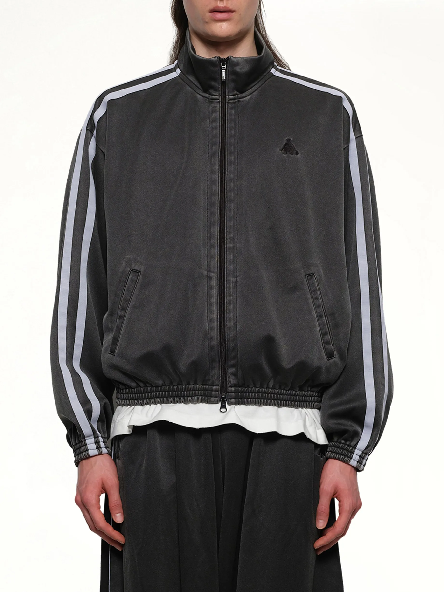 Faded Black Track Jacket in Grey sold by MARAIS