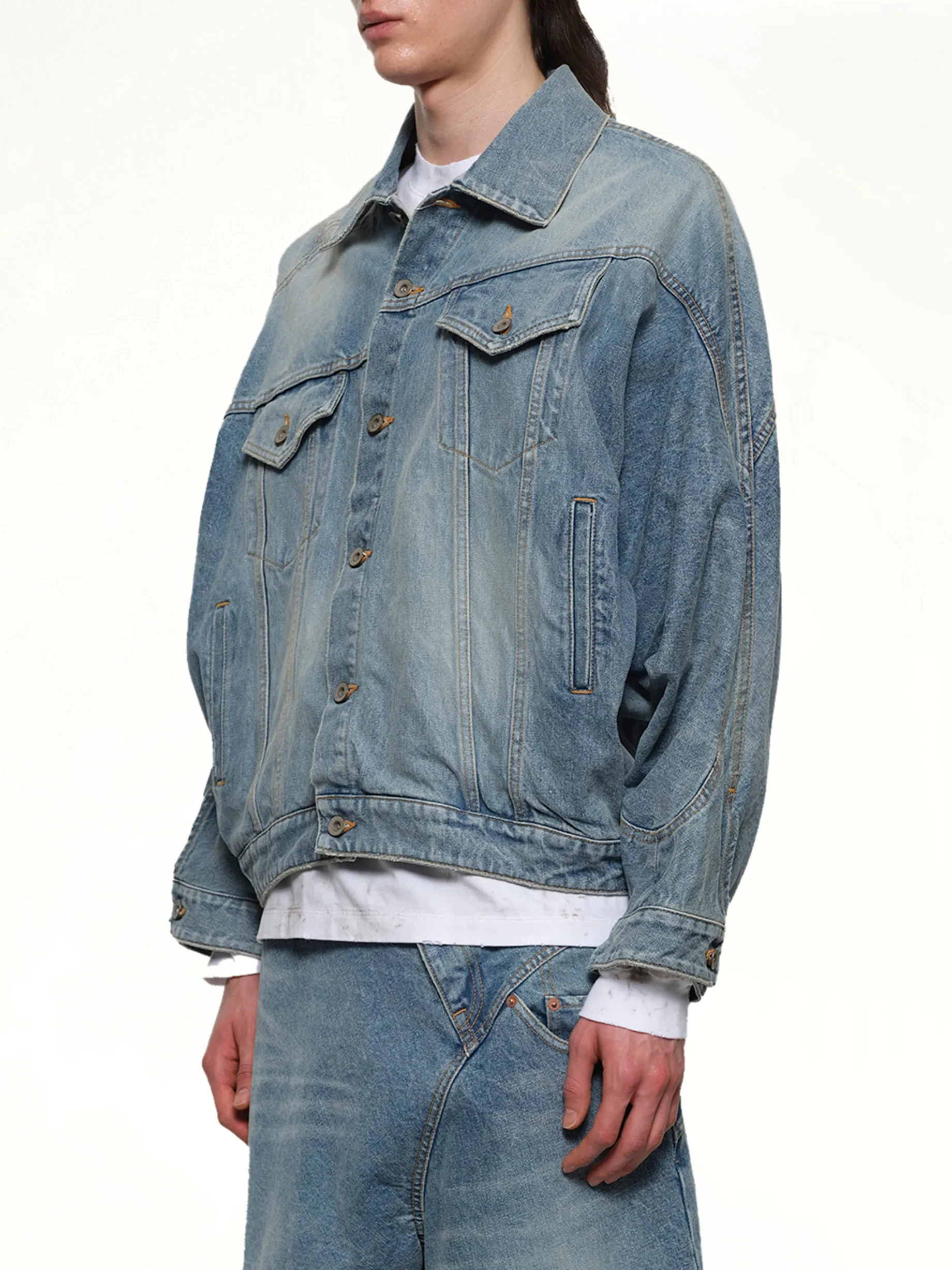 Distorted Cutting Denim Jacket in Indigo sold by MARAIS product image thumbnail 3