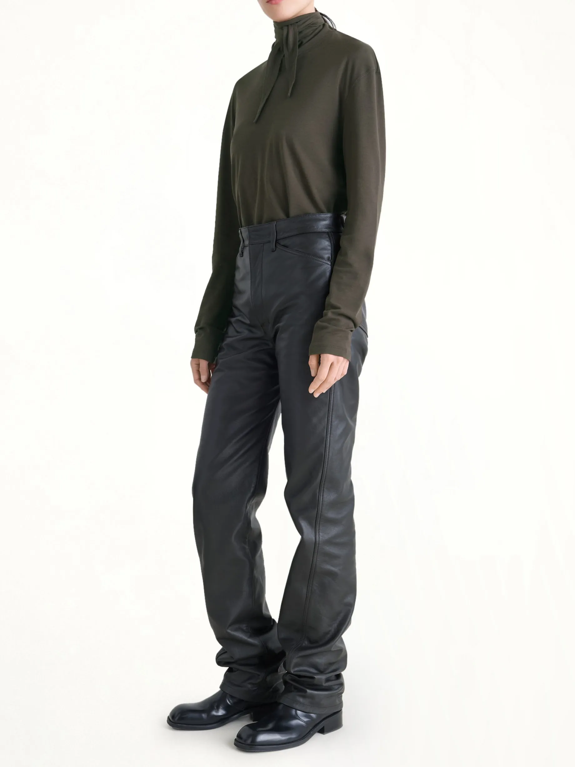 Long Sleeve Foulard Top in Dark Espresso sold by MARAIS product image thumbnail 4