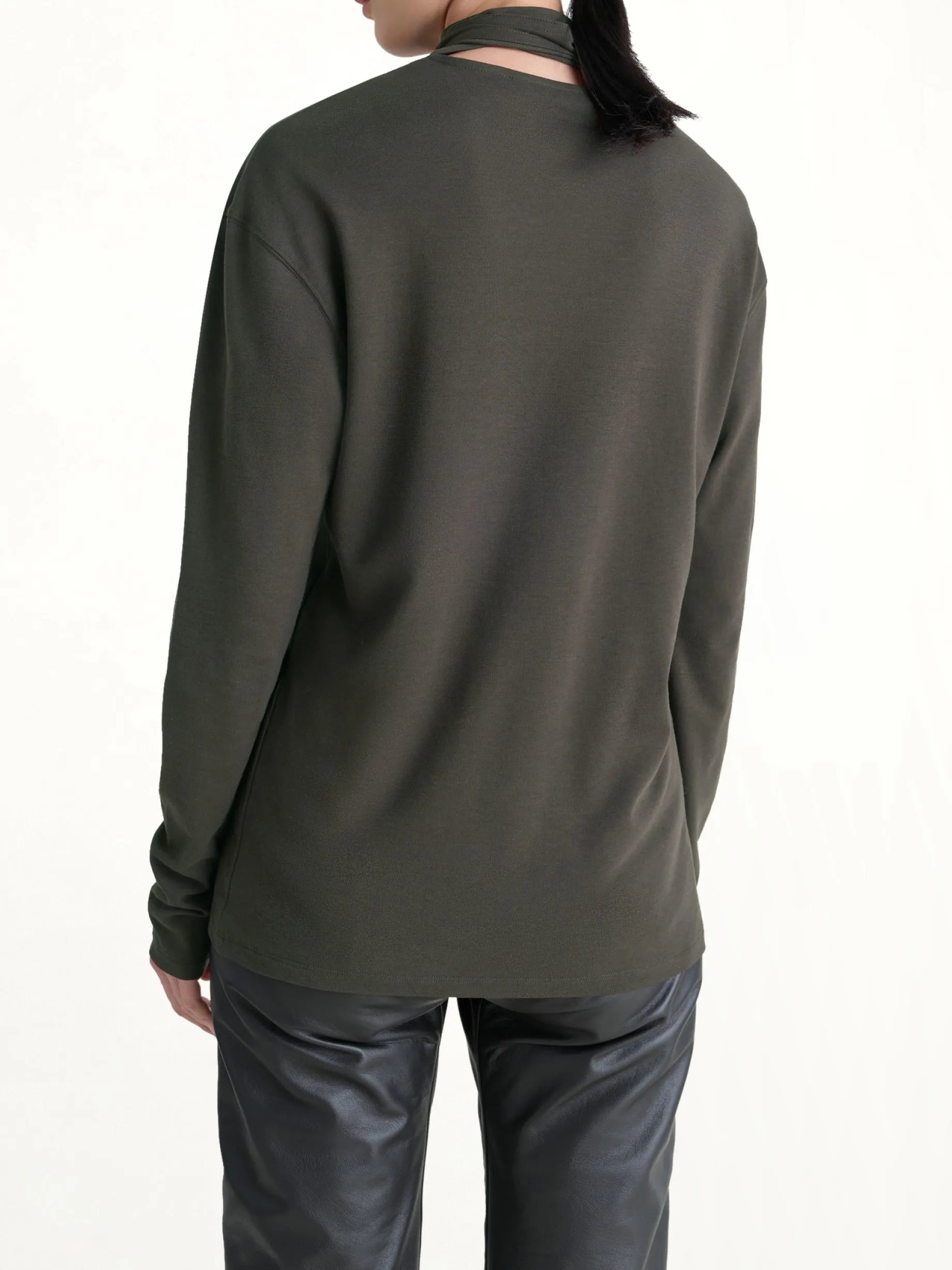 Long Sleeve Foulard Top in Dark Espresso sold by MARAIS product image thumbnail 3