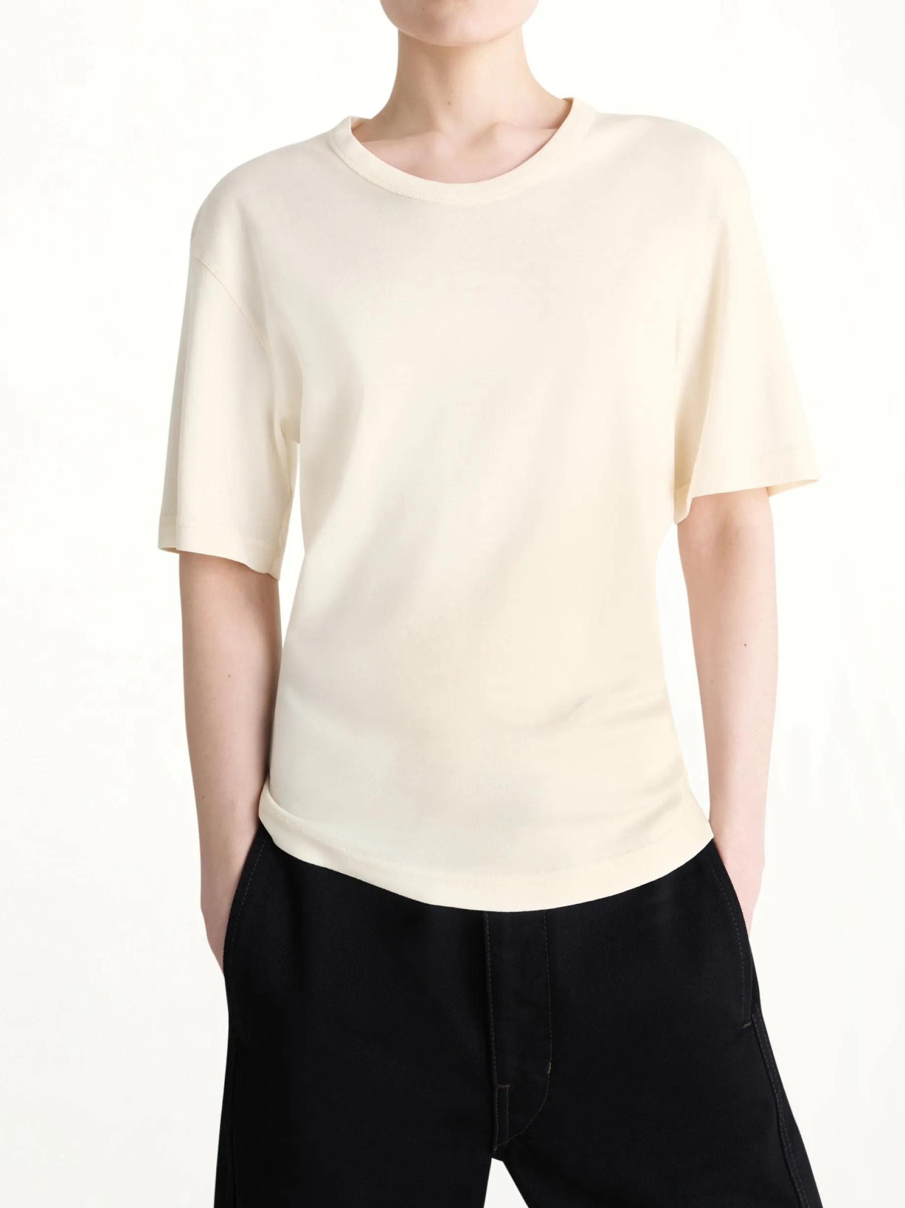 Rib SS T-Shirt in Light Cream sold by MARAIS product image thumbnail 3