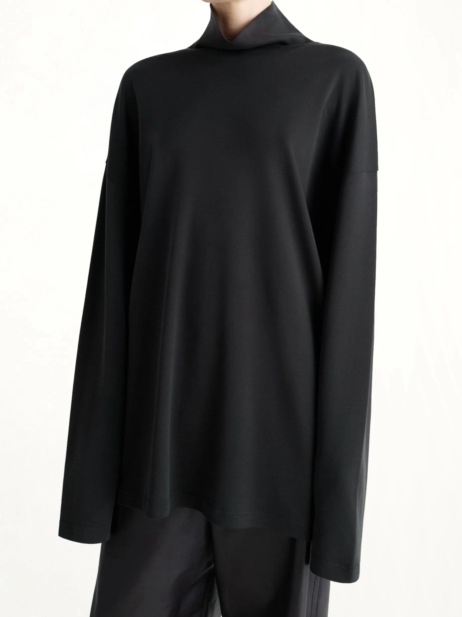 Relaxed Mock Neck T-Shirt in Black sold by MARAIS product image thumbnail 3