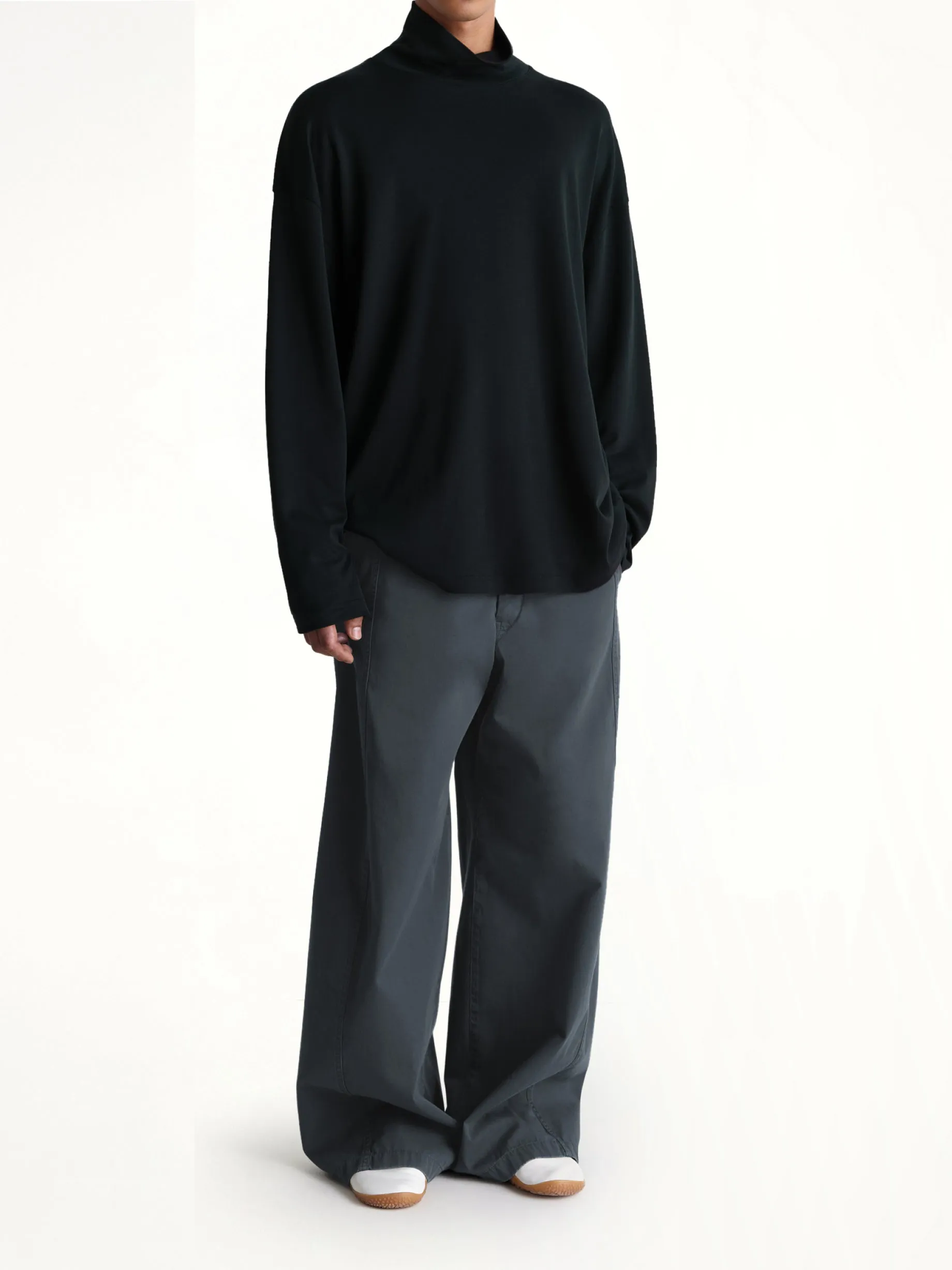 Relaxed Mock Neck T-Shirt in Black sold by MARAIS product image thumbnail 4