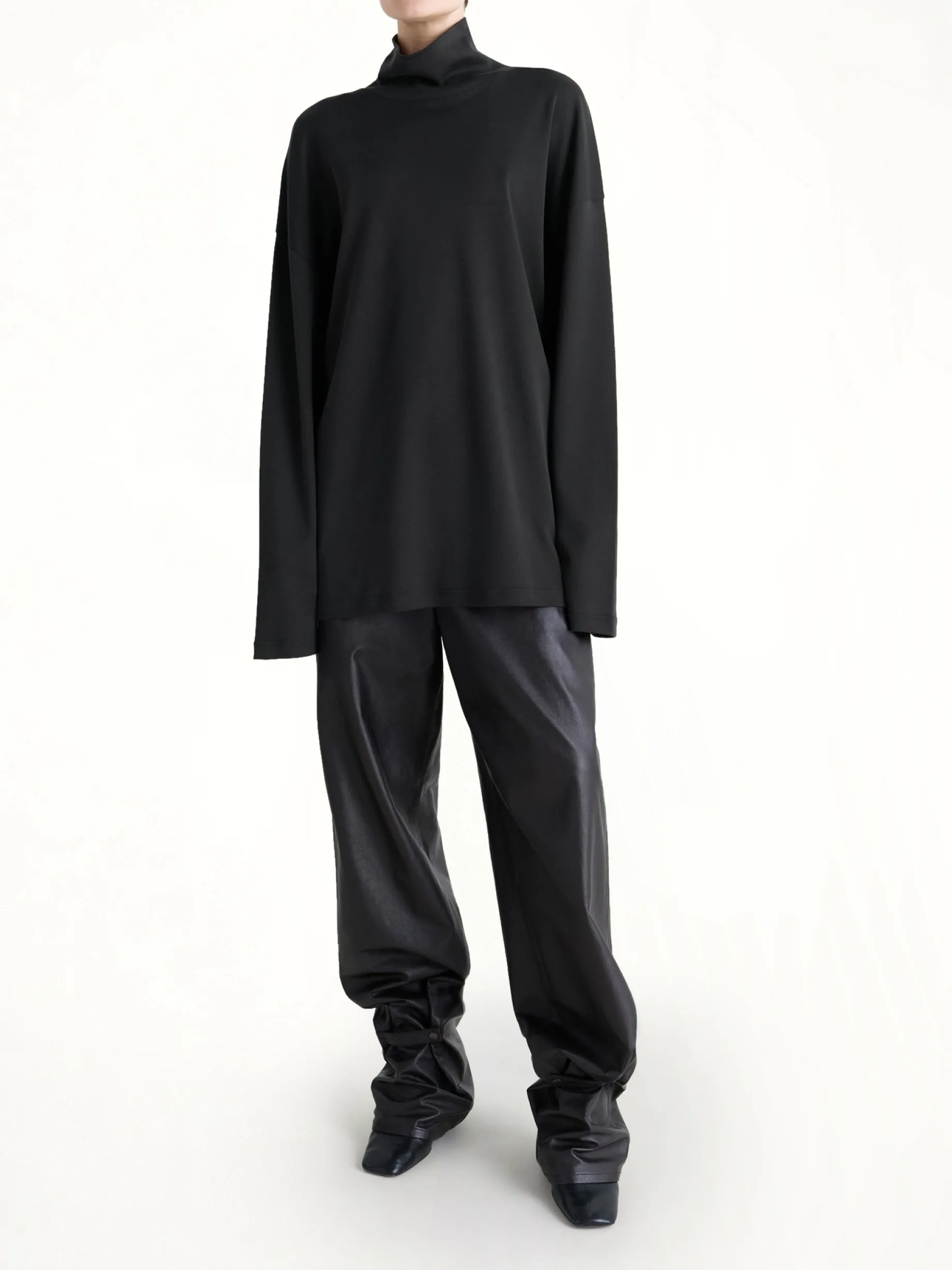 Relaxed Mock Neck T-Shirt in Black sold by MARAIS product image thumbnail 5