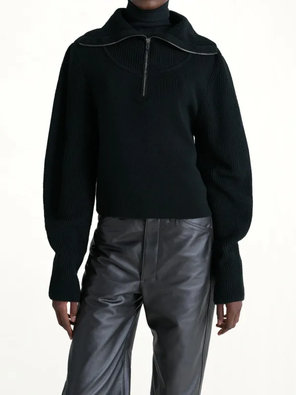 Zipped Sweater in Black sold by MARAIS