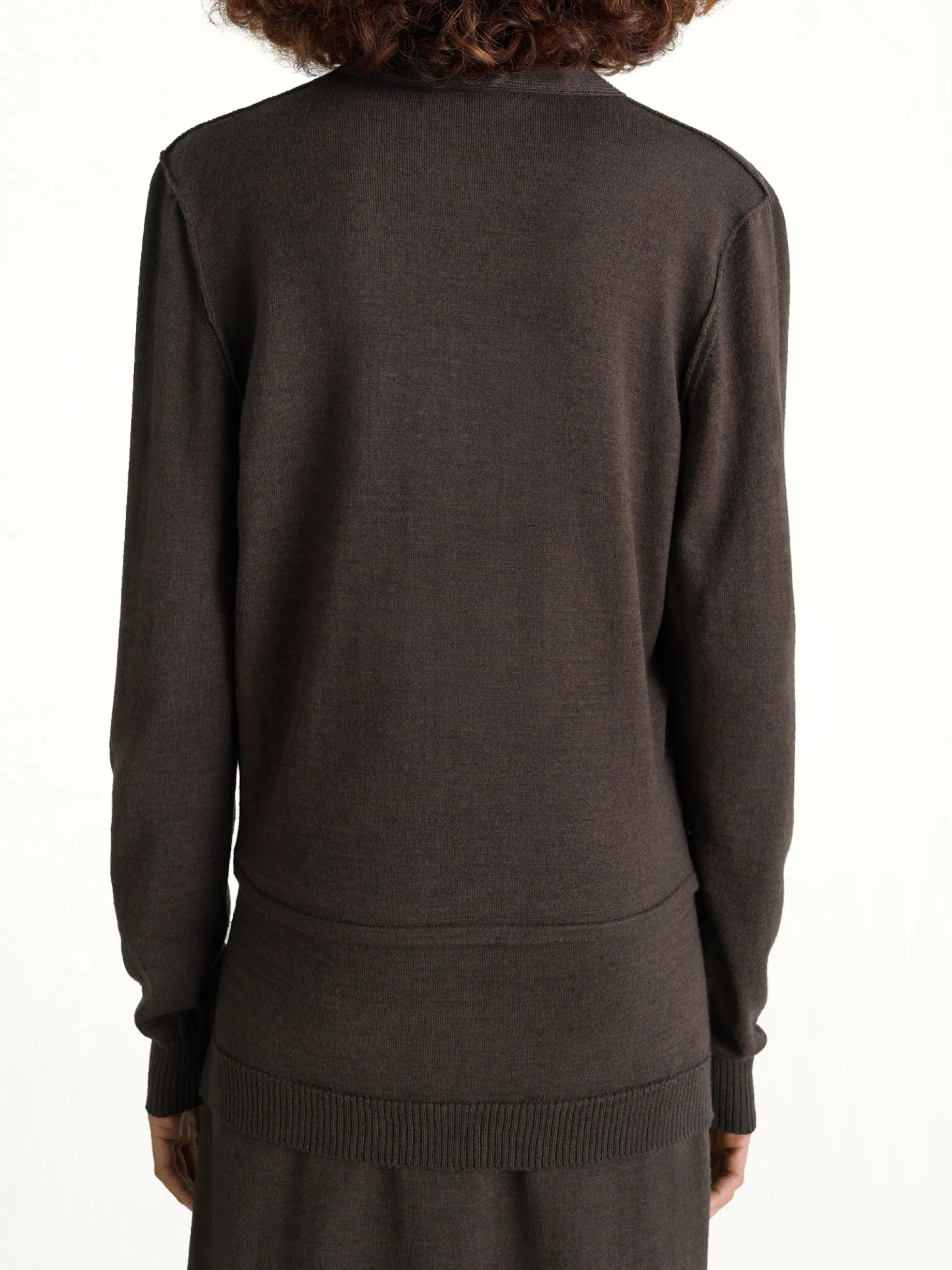 Twisted Cardigan With Scarf in Dark Cacao sold by MARAIS product image thumbnail 5