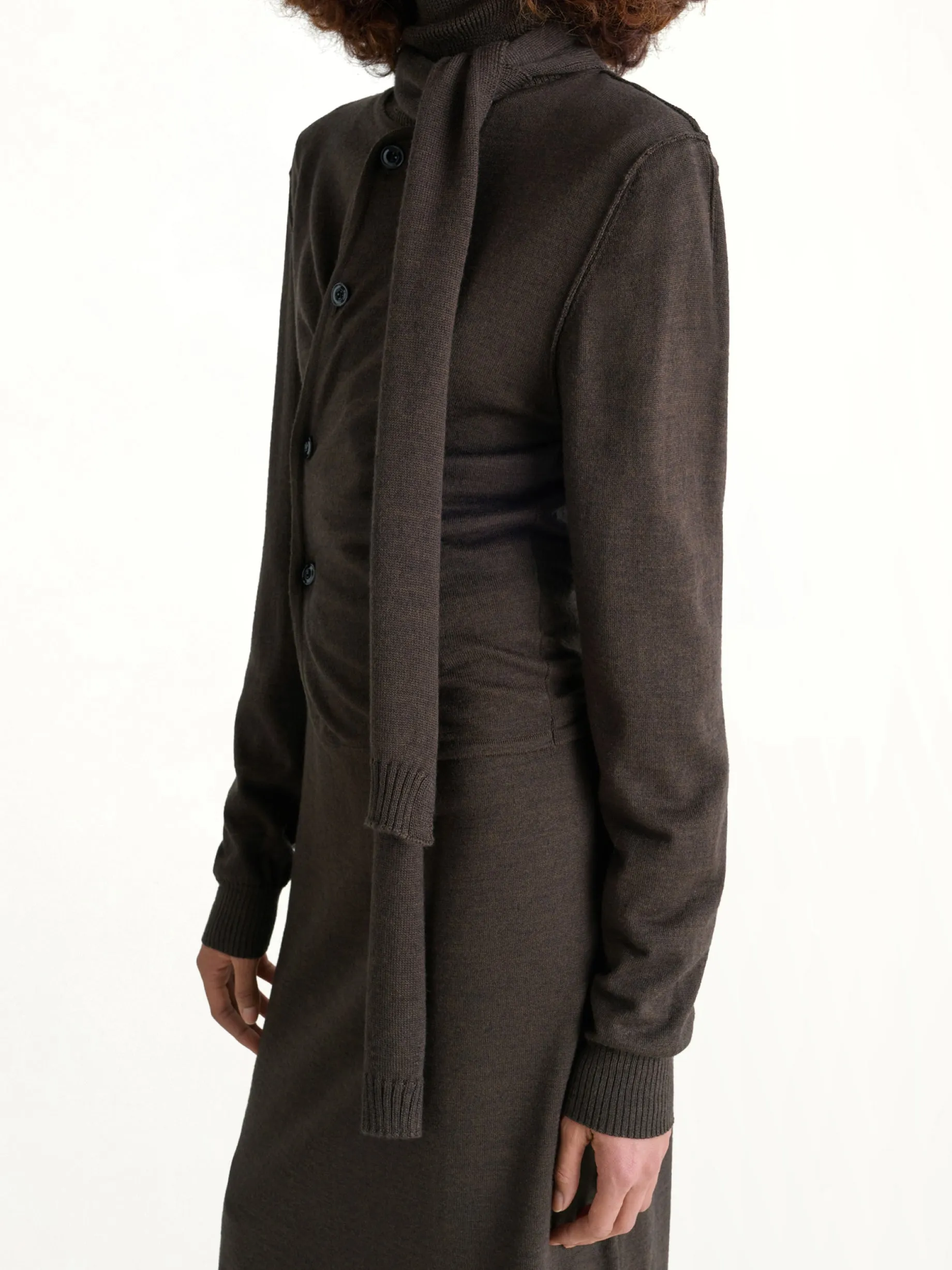 Twisted Cardigan With Scarf in Dark Cacao sold by MARAIS product image thumbnail 3