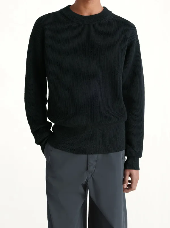 Boxy Round Neck Sweater in Black sold by MARAIS