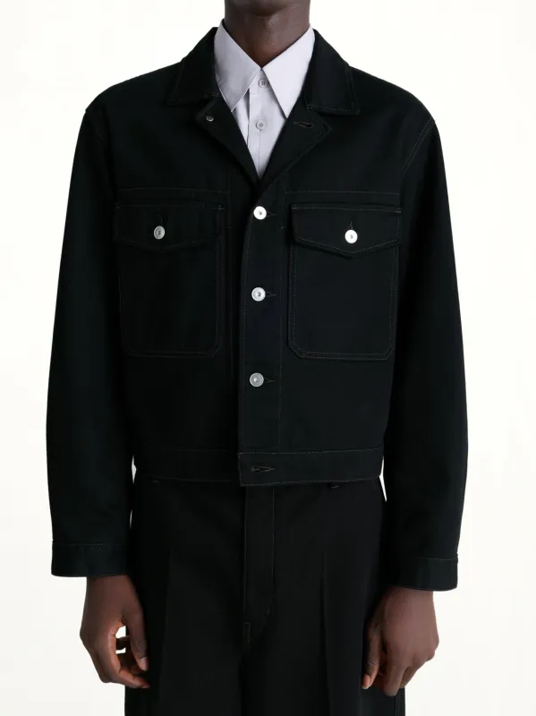 Trucker Jacket in Black made by Lemaire
