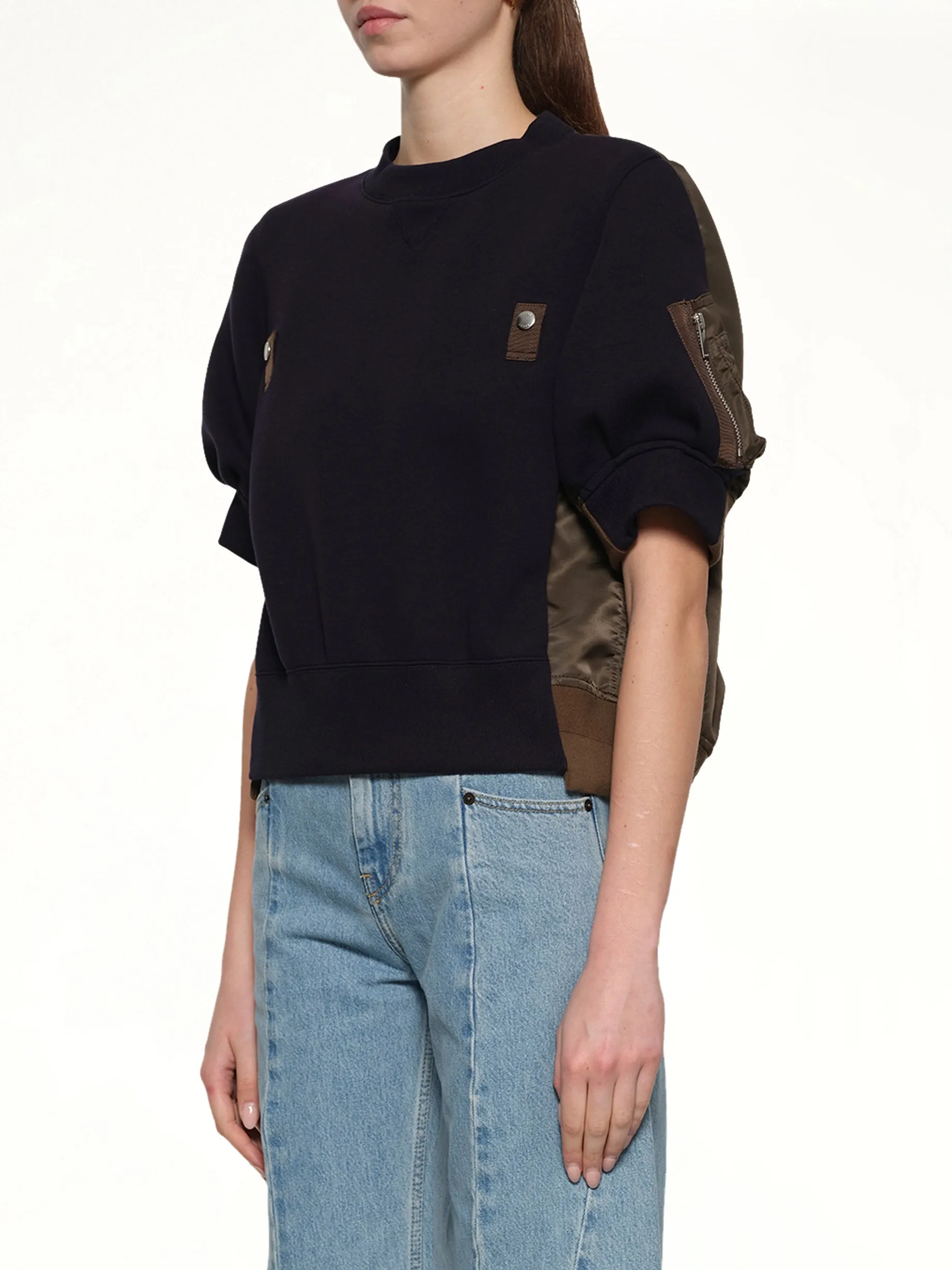 Sponge x Nylon Twill Pullover in Navy/Dark Khaki sold by MARAIS product image thumbnail 3