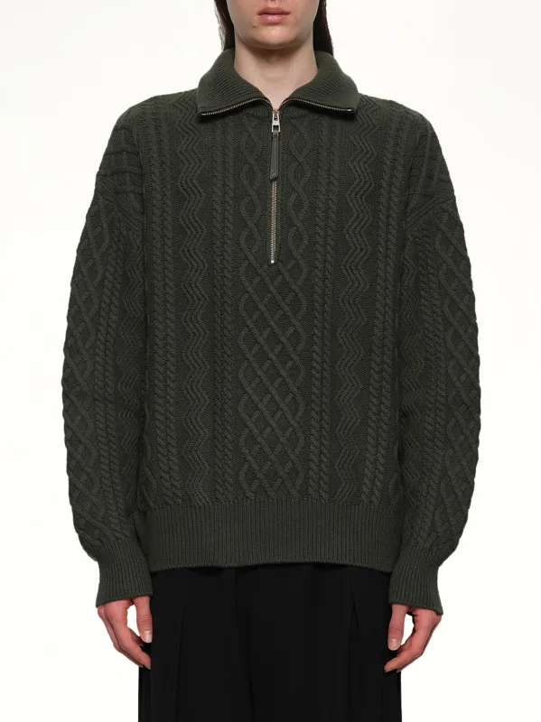 Zip Up Sweater in Khaki Green sold by MARAIS