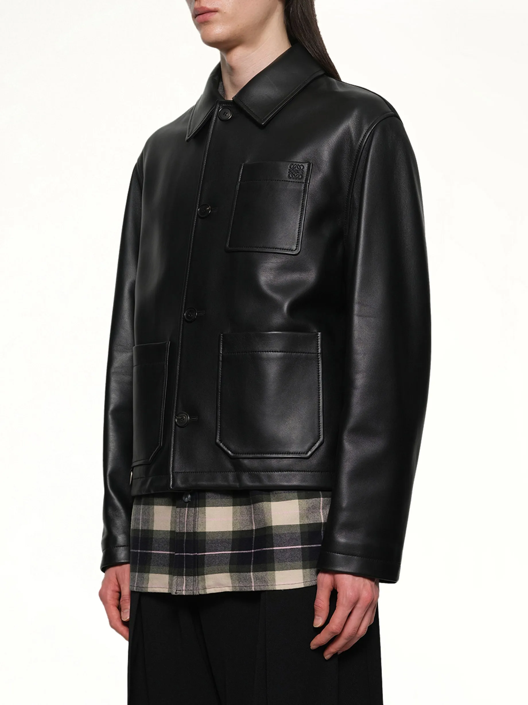 Leather Workwear Jacket in Black sold by MARAIS product image thumbnail 3