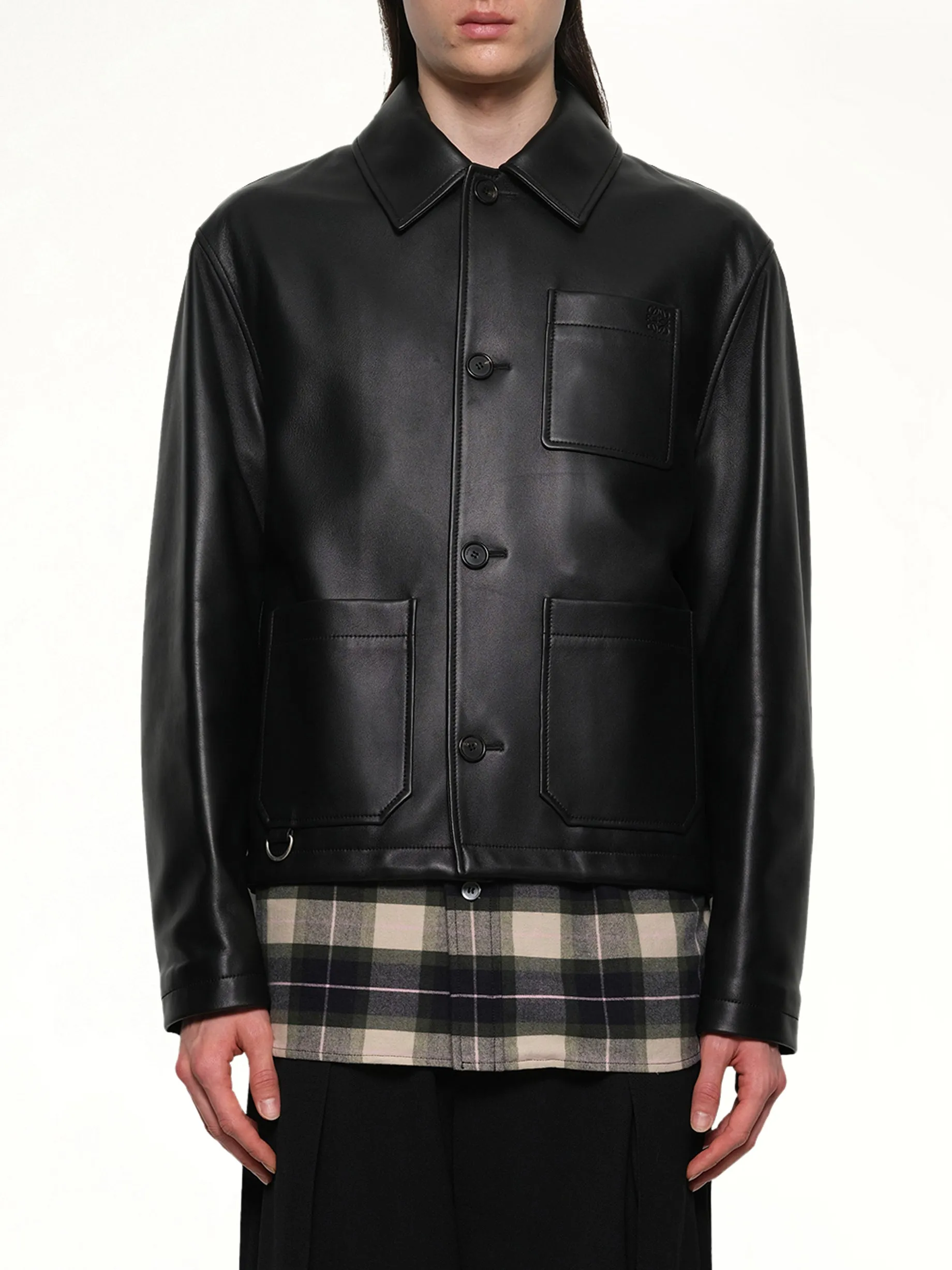 Leather Workwear Jacket in Black sold by MARAIS