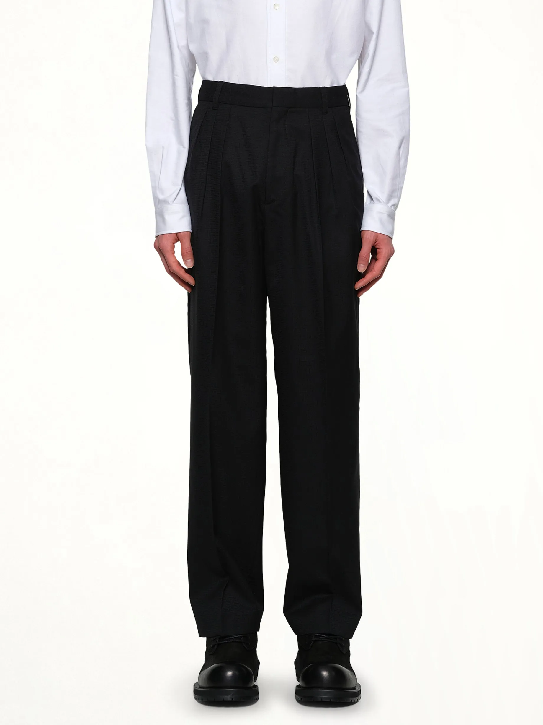 Kenzo Weave Pleated Tailored Pant in Black sold by MARAIS