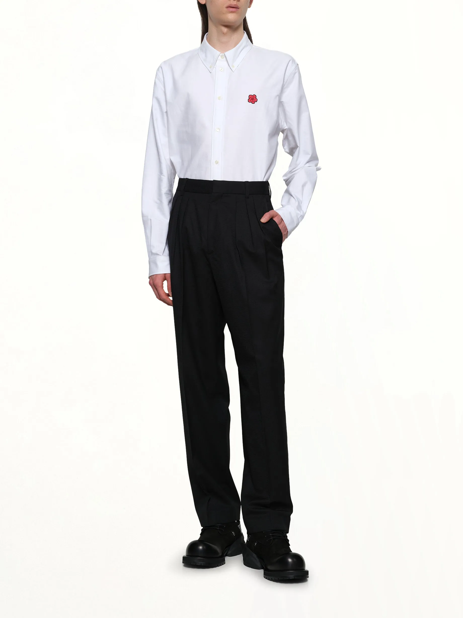 Kenzo Weave Pleated Tailored Pant in Black sold by MARAIS product image thumbnail 4