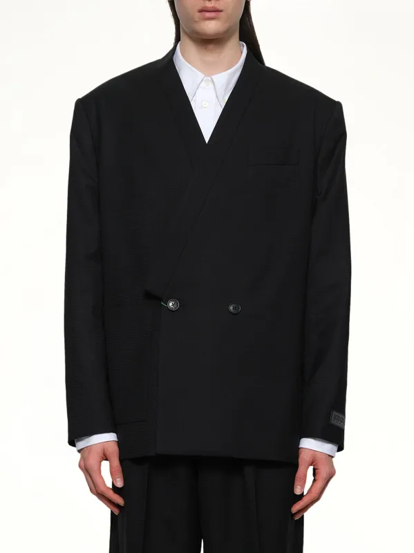Kenzo Weave Kimono Tailored Jacket in Black sold by MARAIS