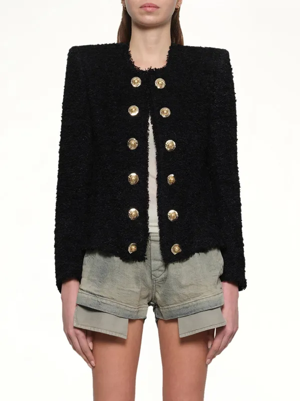 Tweed Spencer Jacket in Black sold by MARAIS