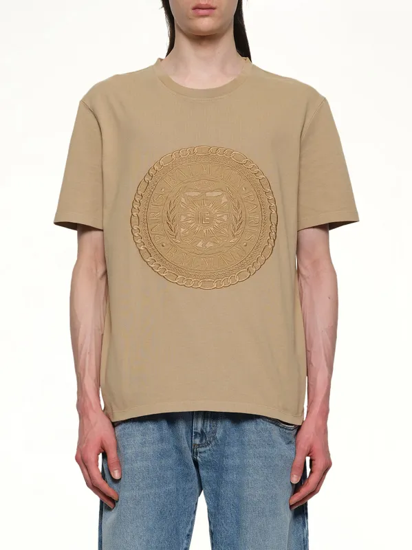 Balmain Medal T-Shirt in Camel sold by MARAIS