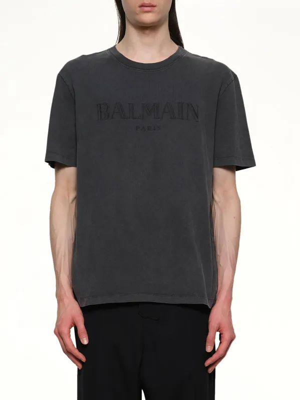 Balmain Vintage Emblem T-Shirt in Vintage Black sold by MARAIS