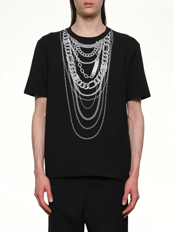 Chain Trompe L'Oeil T-Shirt in Black/White made by Balmain