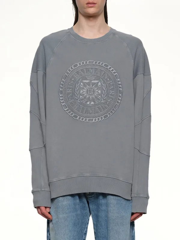 Balmain Medal Sweatshirt in Grey sold by MARAIS