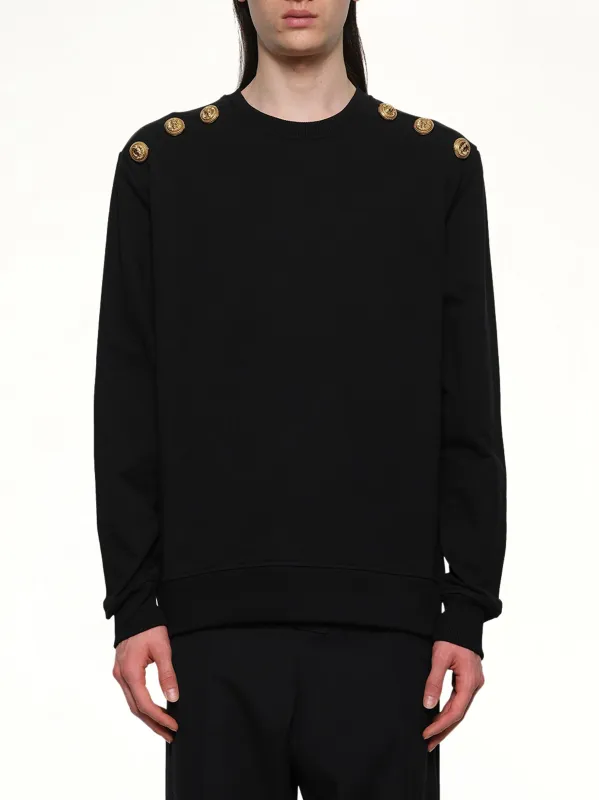 6 Shoulder Button Sweatshirt in Black sold by MARAIS