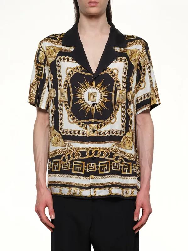 Foulard Print Shirt in Black/White/Gold sold by MARAIS