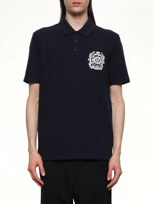 Balmain Emblem Polo in Navy/White sold by MARAIS