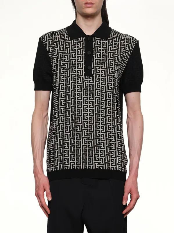 Mix Monogram Knit Polo in Ivory/Black sold by MARAIS