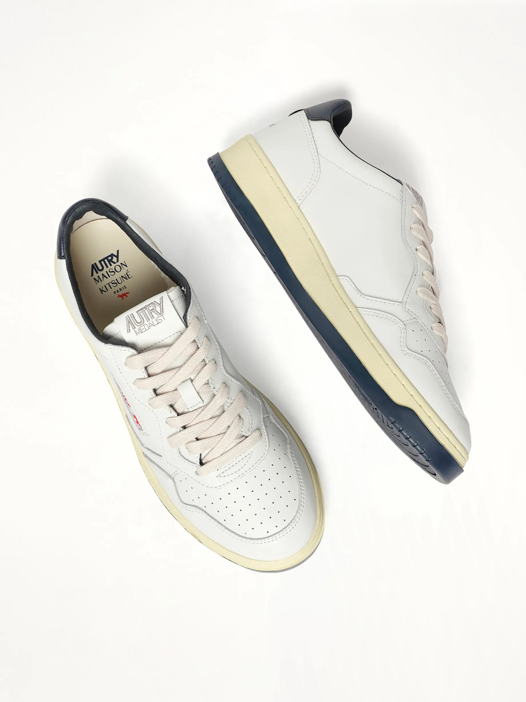 Maison Kitsune Medalist Sneaker in White/Blue sold by MARAIS product image thumbnail 4