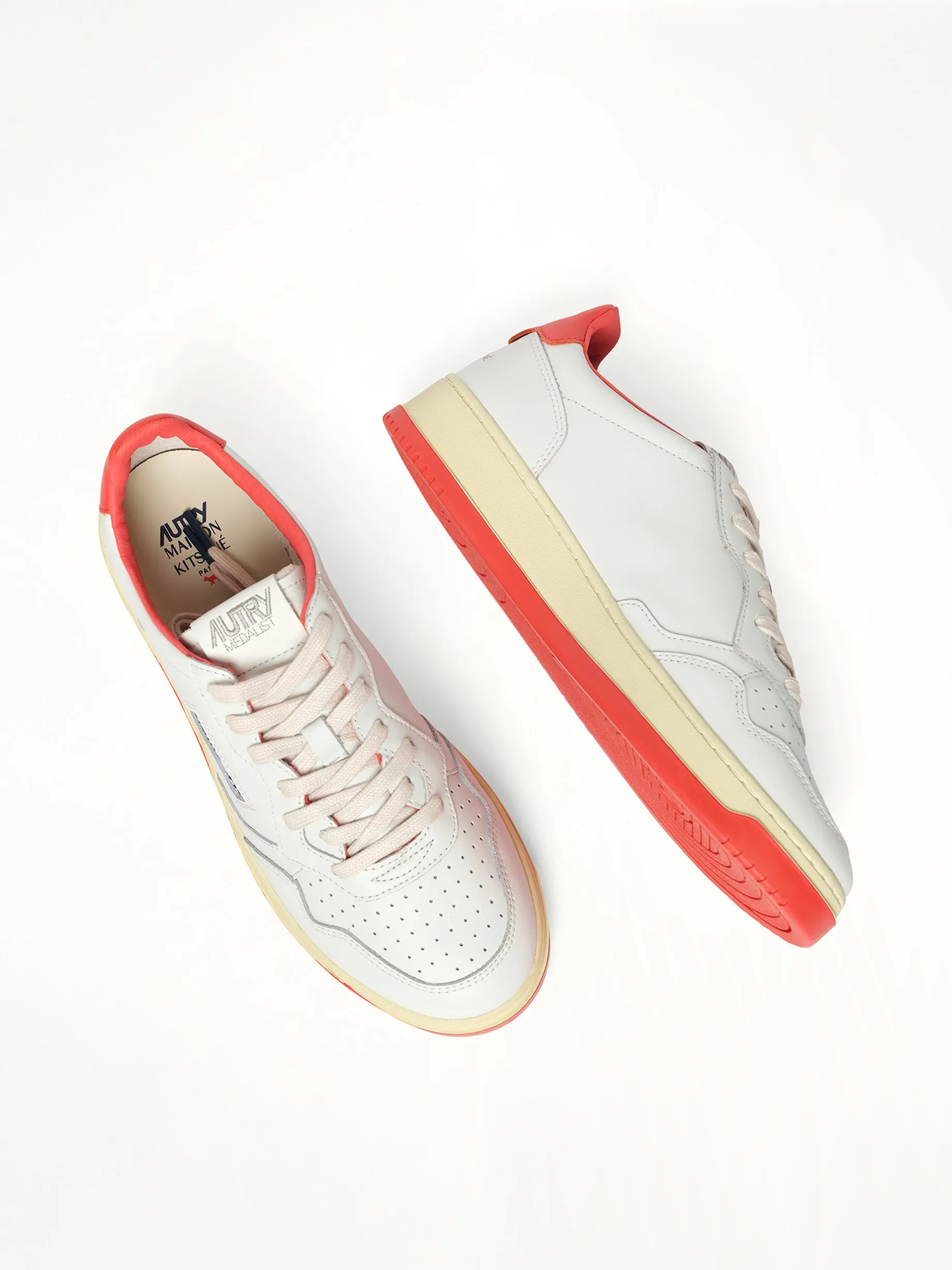 Maison Kitsune Medalist Sneaker in White/Red sold by MARAIS product image thumbnail 4