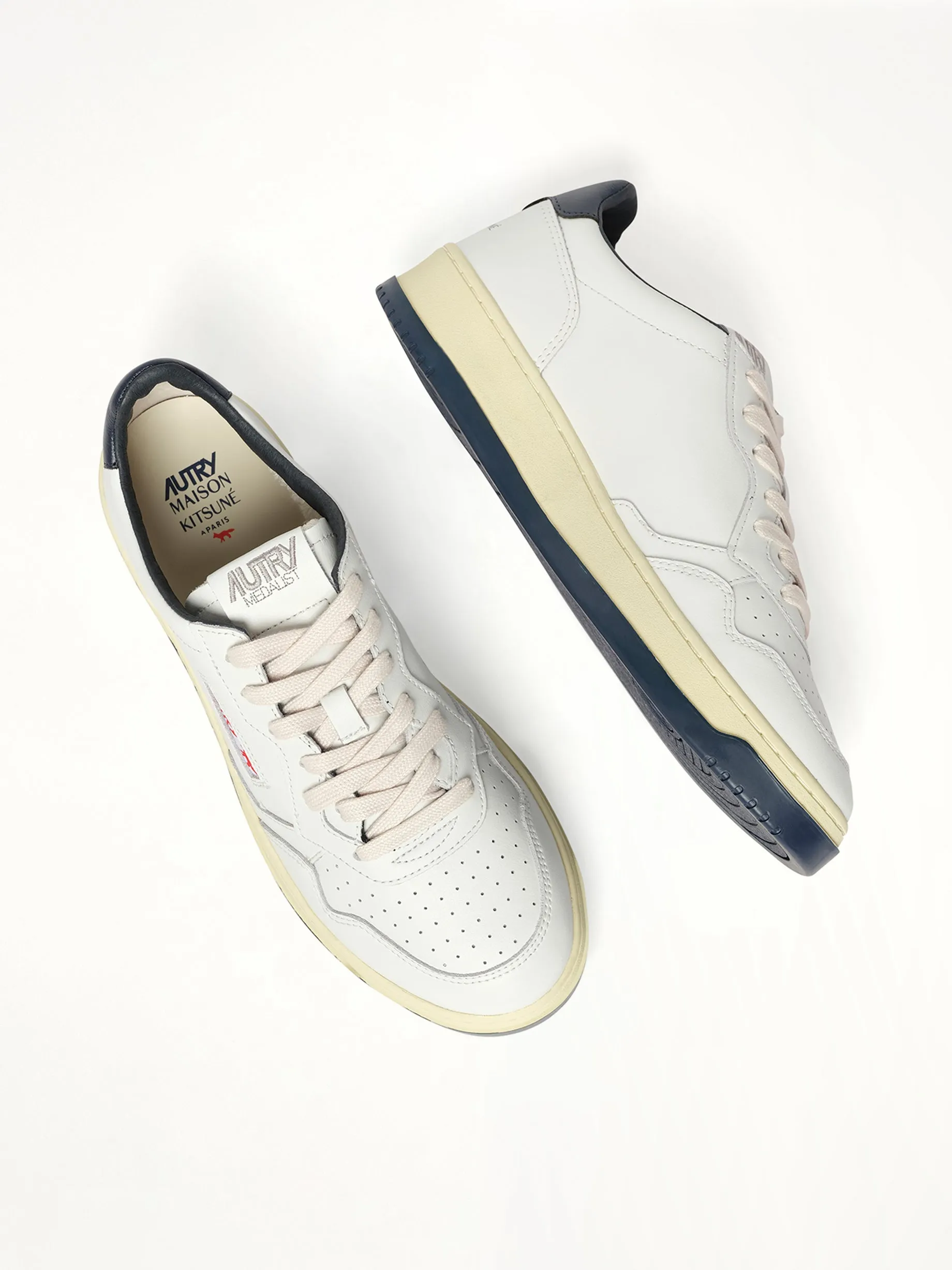 Maison Kitsune Medalist Sneaker in White/Blue sold by MARAIS product image thumbnail 4